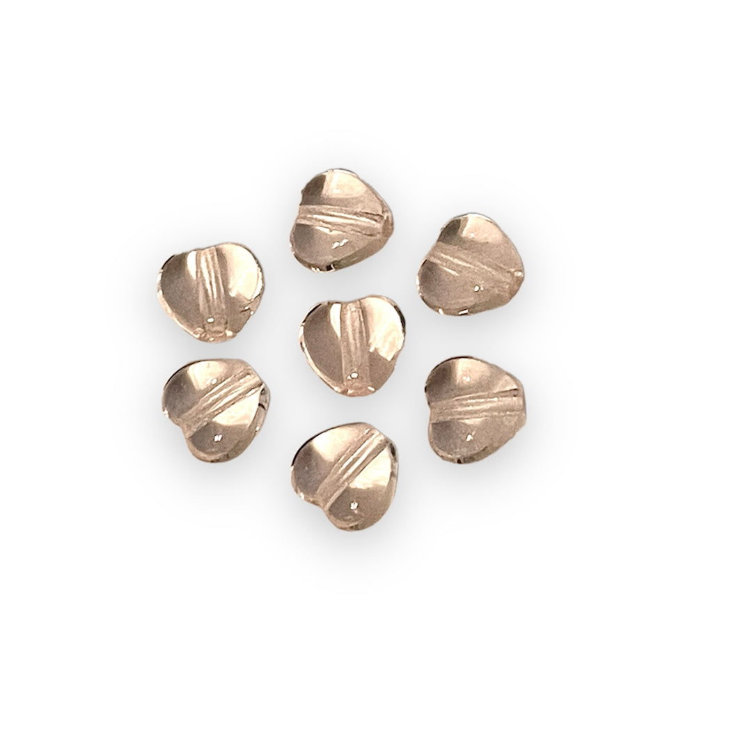 Czech glass tiny heart beads 50pc translucent classic pink 6mm