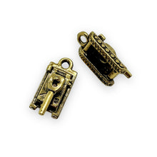 Load image into Gallery viewer, Military battle tank charm pendant 2pc gold tone pewter 13x8x8mm-Orange Grove Beads
