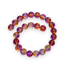Load image into Gallery viewer, Czech glass melon beads 25pc crystal orange pink blend 8mm #2
