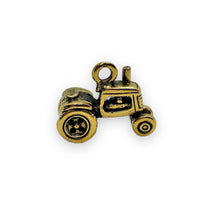 Load image into Gallery viewer, Farm tractor charm pendant 2pc gold tone pewter 16x12x7mm
