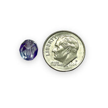 Load image into Gallery viewer, Czech glass faceted round beads 20pc metallic blue violet ice 8mm
