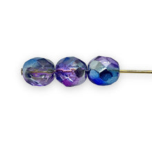 Load image into Gallery viewer, Czech glass faceted round beads 20pc metallic blue violet ice 8mm-Orange Grove Beads
