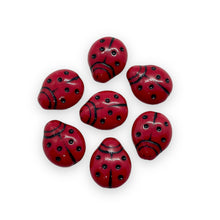 Load image into Gallery viewer, Czech glass large ladybug beads 12pc opaque red with black 14x11mm-Orange Grove Beads

