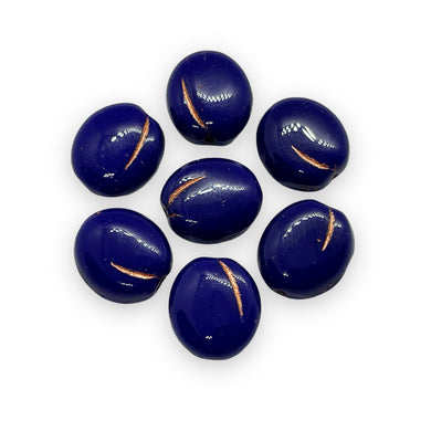 Czech glass plum blueberry fruit beads 10pc blue copper 13x11mm-Orange grove Beads