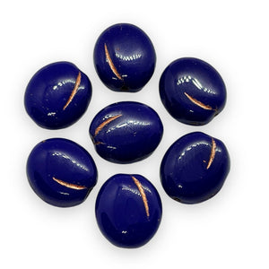 Czech glass plum blueberry fruit beads 10pc blue copper 13x11mm-Orange grove Beads