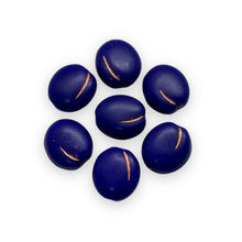 Load image into Gallery viewer, Czech glass plum blueberry fruit beads 10pc matte blue copper 13x11mm-Orange Grove Beads
