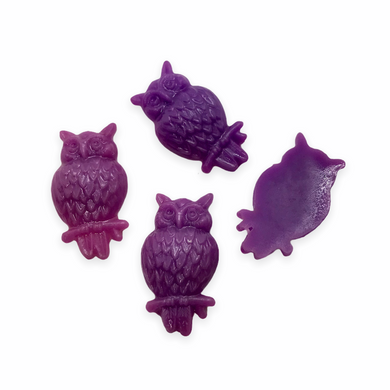 Purple Halloween owl acrylic flatback cabochon 4pc 25x14mm-Orange Grove Beads
