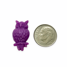 Load image into Gallery viewer, Purple Halloween owl acrylic flatback cabochon 4pc 25x14mm
