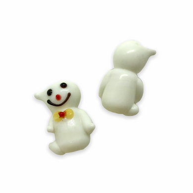 Lampwork glass Halloween focal beads charms white bowtie ghost 24mm 2pc-Orange Grove Beads