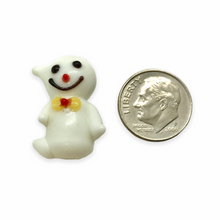 Load image into Gallery viewer, Halloween lampwork glass focal beads white bowtie ghost 24mm 4pc
