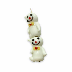 Halloween lampwork glass focal beads white bowtie ghost 24mm 4pc