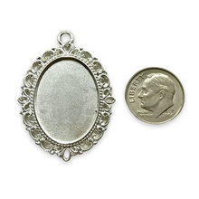 Load image into Gallery viewer, Silver tone cabochon flatback pendant setting for 18x25mm stone 4pc

