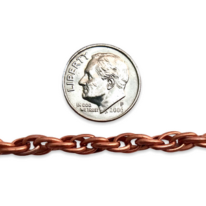 5mm twisted oval copper coated steel link chain 2 feet