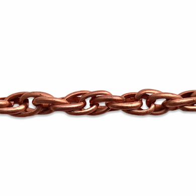 5mm twisted oval copper coated steel link chain 2 feet-Orange Grove Beads