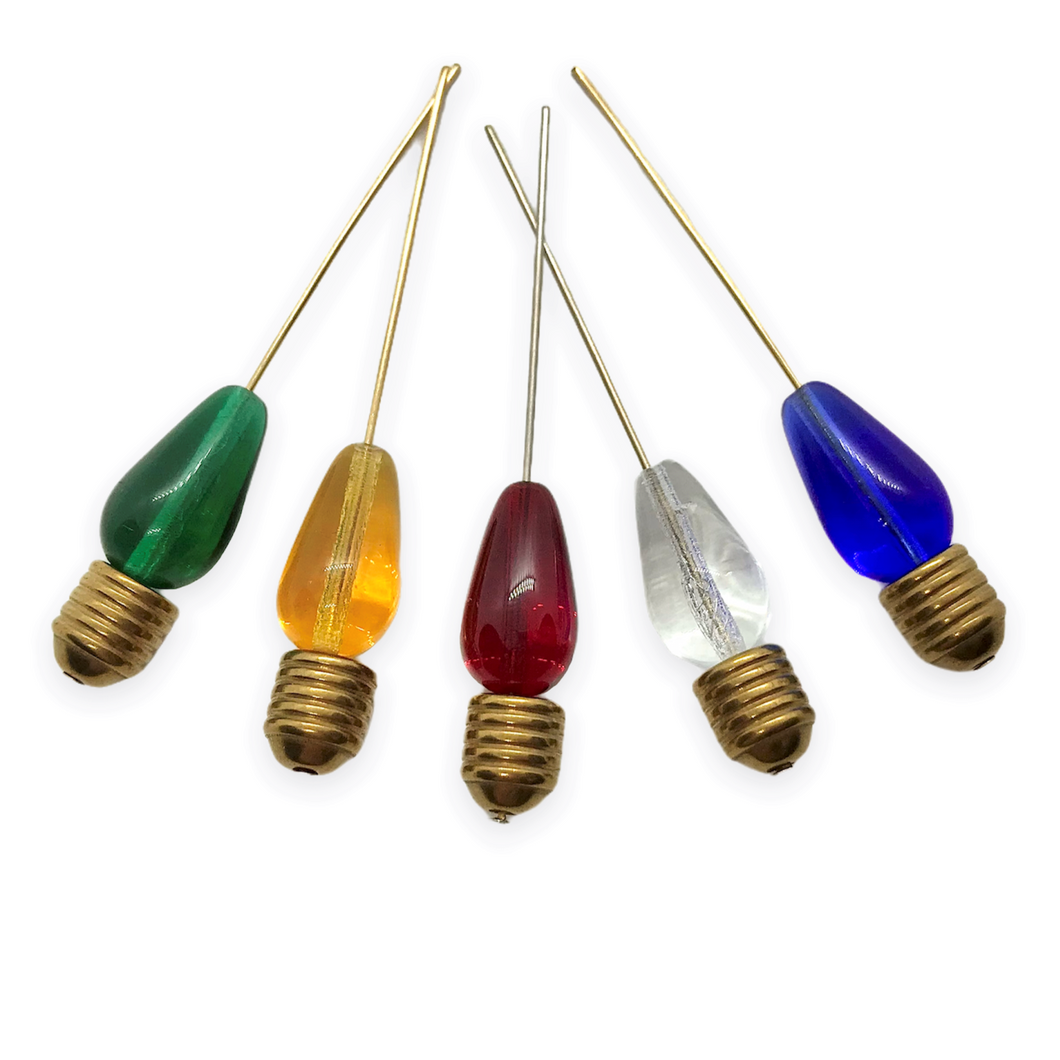 Christmas holiday colored string light bulb beads 10 sets (20pc) 21mm