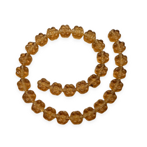 Czech glass daisy flower beads 30pc translucent topaz brown 8mm-Orange Grove Beads