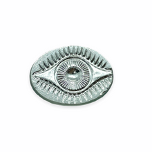 Load image into Gallery viewer, Czech glass oval evil eye flatback cabochon stone Bermuda blue 18x13mm 1pc
