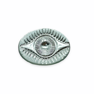 Czech glass oval evil eye flatback cabochon stone Sahara green gold 18x13mm 1pc