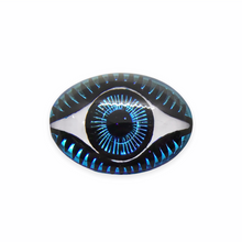 Load image into Gallery viewer, Czech glass evil eye oval flatback cabochon stone Bermuda blue 18x13mm 1pc-Orange Grove Beads
