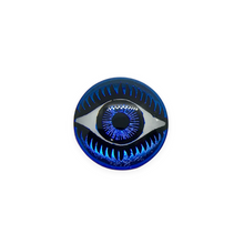 Load image into Gallery viewer, Czech glass round evil eye flatback cabochon stone Bermuda blue 14mm 1pc-Orange Grove Beads
