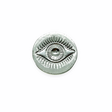 Load image into Gallery viewer, Czech glass round evil eye flatback cabochon stone Sahara green gold 12mm 1pc
