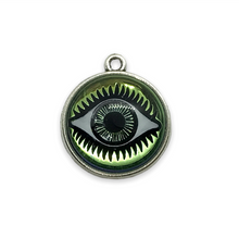 Load image into Gallery viewer, Czech glass round evil eye flatback cabochon stone vitrail pale green 18mm
