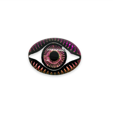 Czech glass oval evil eye flatback cabochon stone vitrail pink 18x13mm 1pc-Orange Grove Beads