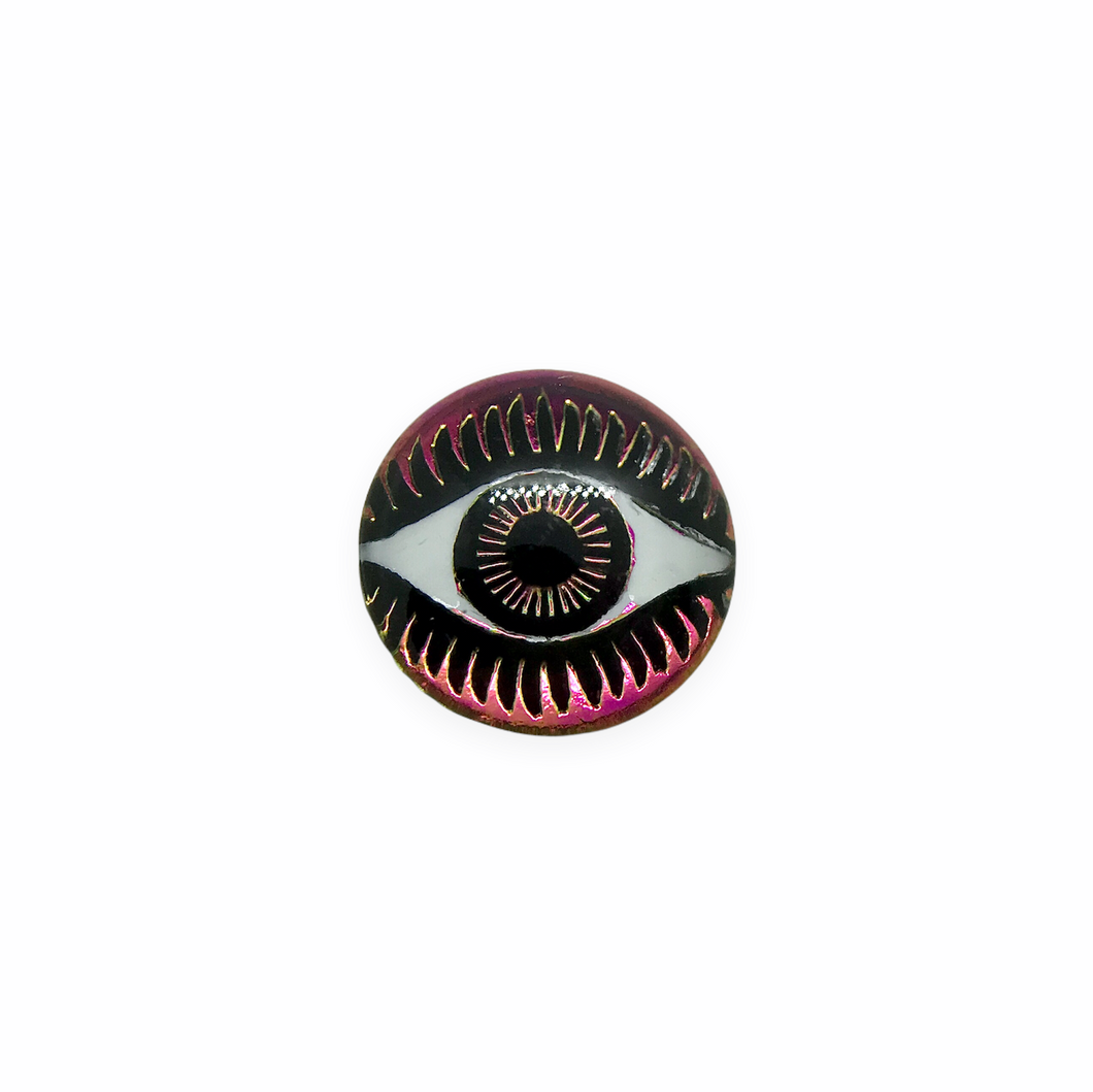 Czech glass round evil eye flatback cabochon stone Vitrail medium 12mm 1pc-Orange Grove Beads