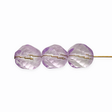Load image into Gallery viewer, Czech glass faceted helix twisted round beads 15pc translucent alexandrite purple 10mm
