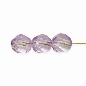 Czech glass faceted helix twisted round beads 15pc translucent alexandrite purple 10mm