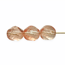 Load image into Gallery viewer, Czech glass faceted helix twisted round beads 15pc translucent rosaline pink 10mm
