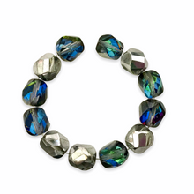 Load image into Gallery viewer, Czech glass twisted faceted round beads 12pc crystal heliotrope 10mm
