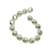 Load image into Gallery viewer, Czech glass faceted helix twisted round beads 15pc white pearl 10mm-Orange Grove Beads
