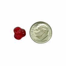 Load image into Gallery viewer, Czech glass 3 petal pansy trillium flower beads 25pc translucent Siam red 9mm
