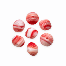 Load image into Gallery viewer, Czech glass African bicone beads 22pc Christmas red white marble 9mm-Orange Grove Beads

