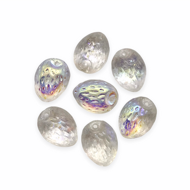 Czech glass almond nut shaped beads 12pc crystal AB 14mm-Orange Grove Beads