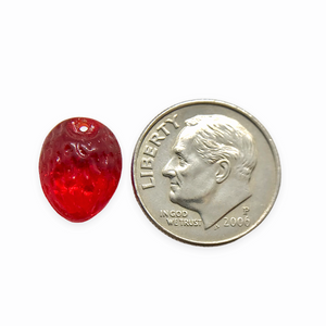 Czech glass almond nut beads 12pc red AB