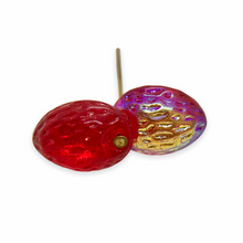 Load image into Gallery viewer, Czech glass almond nut shaped beads 12pc translucent red AB
