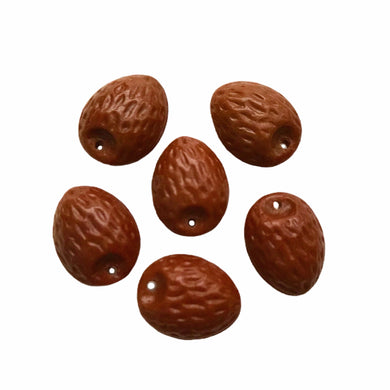 Czech glass brown almond nut shaped beads 12pc-Orange Grove Beads