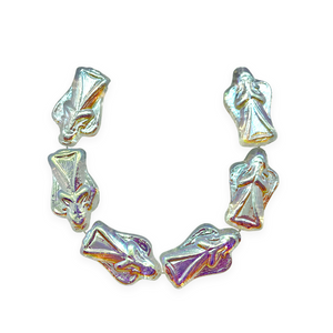 Czech glass Christmas figural angel beads charms 6pc 23x13mm crystal AB #8-Orange Grove Beads