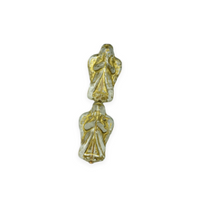 Load image into Gallery viewer, Czech glass Christmas figural angel beads charms 6pc 23x13mm crystal clear gold decor #3

