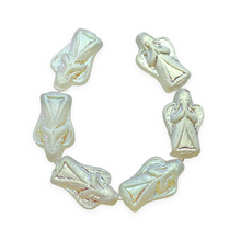 Load image into Gallery viewer, Czech glass angel beads 6pc 23x13mm frosted opaline white AB #14
