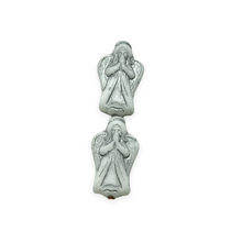 Load image into Gallery viewer, Czech glass angel beads 6pc 23x13mm white silver #15
