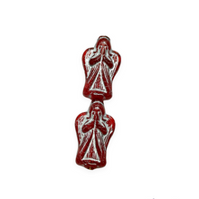 Load image into Gallery viewer, Czech glass Christmas figural angel beads charms 6pc 23x13mm red silver #10
