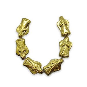 Czech glass Christmas figural angel beads charms 6pc 23x13mm shiny gold #11-Orange Grove Beads