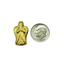 Load image into Gallery viewer, Czech glass Christmas figural angel beads charms 6pc 23x13mm shiny gold #11
