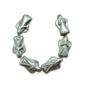 Czech glass Christmas figural angel beads charms 6pc 23x13mm shiny silver #12-Orange Grove Beads