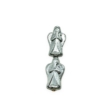 Load image into Gallery viewer, Czech glass angel beads 6pc 23x13mm shiny silver #12
