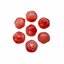 Load image into Gallery viewer, Czech glass apple fruit beads charms 10pc opaline pink red 12mm top drilled-Orange Grove Beads
