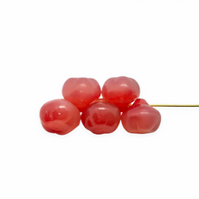 Load image into Gallery viewer, Czech glass apple fruit beads 10pc opaline pink red 12mm
